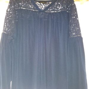 Lane Bryant Navy Blue Laced flowing blouse